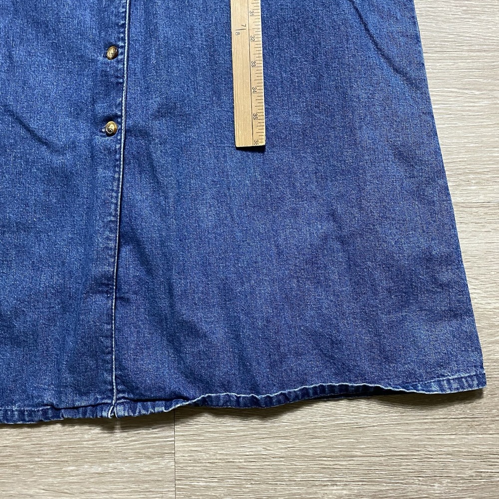 Vintage Orvis Western Denim Dress Women's 12 Blue Long Modest Prairie Pintuck - Picture 5 of 7